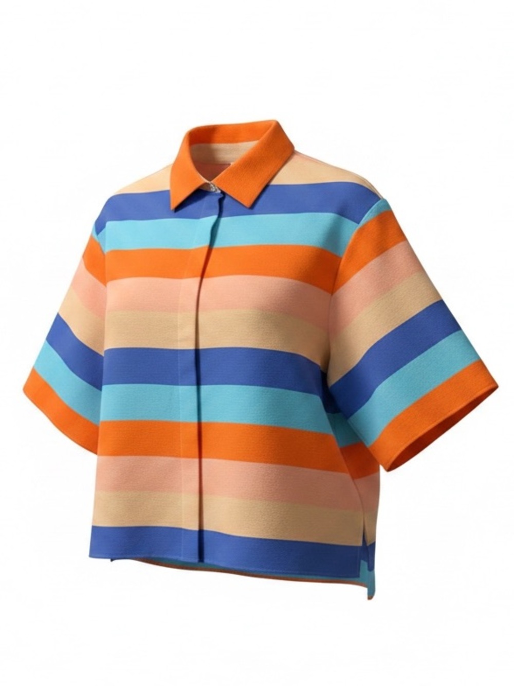 Akris Punto Multi Colored Striped Button Up Cotton/Silk Shirt Size 8